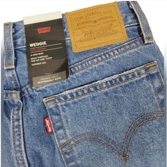 NEW Levi's Wedgie Icon Fit Tapered Ankle Button Fly Big E Denim Size 25 - Picture 9 of 16